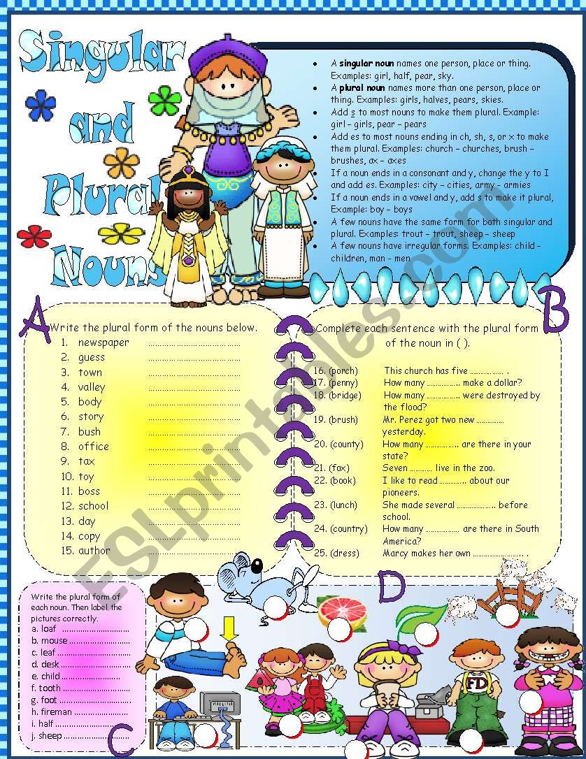 SINGULAR AND PLURAL NOUNS worksheet