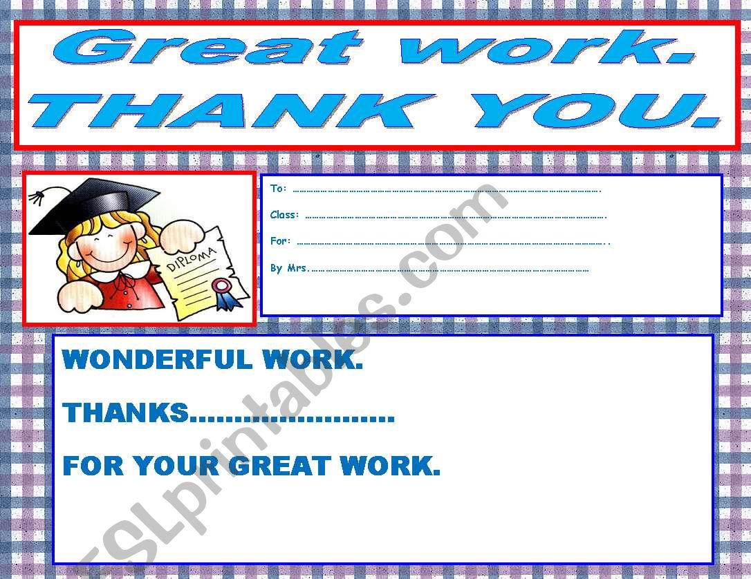 GRAT WORK worksheet