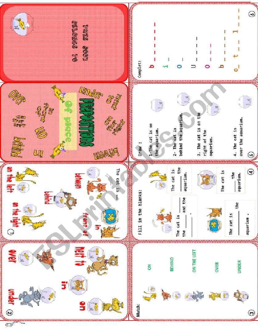 PREPOSITIONS- minibook worksheet