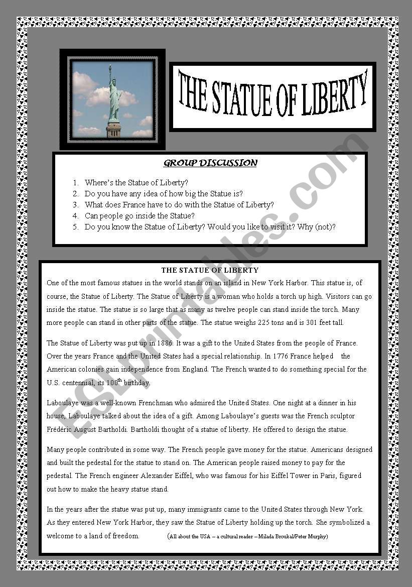 The Statue of Liberty worksheet