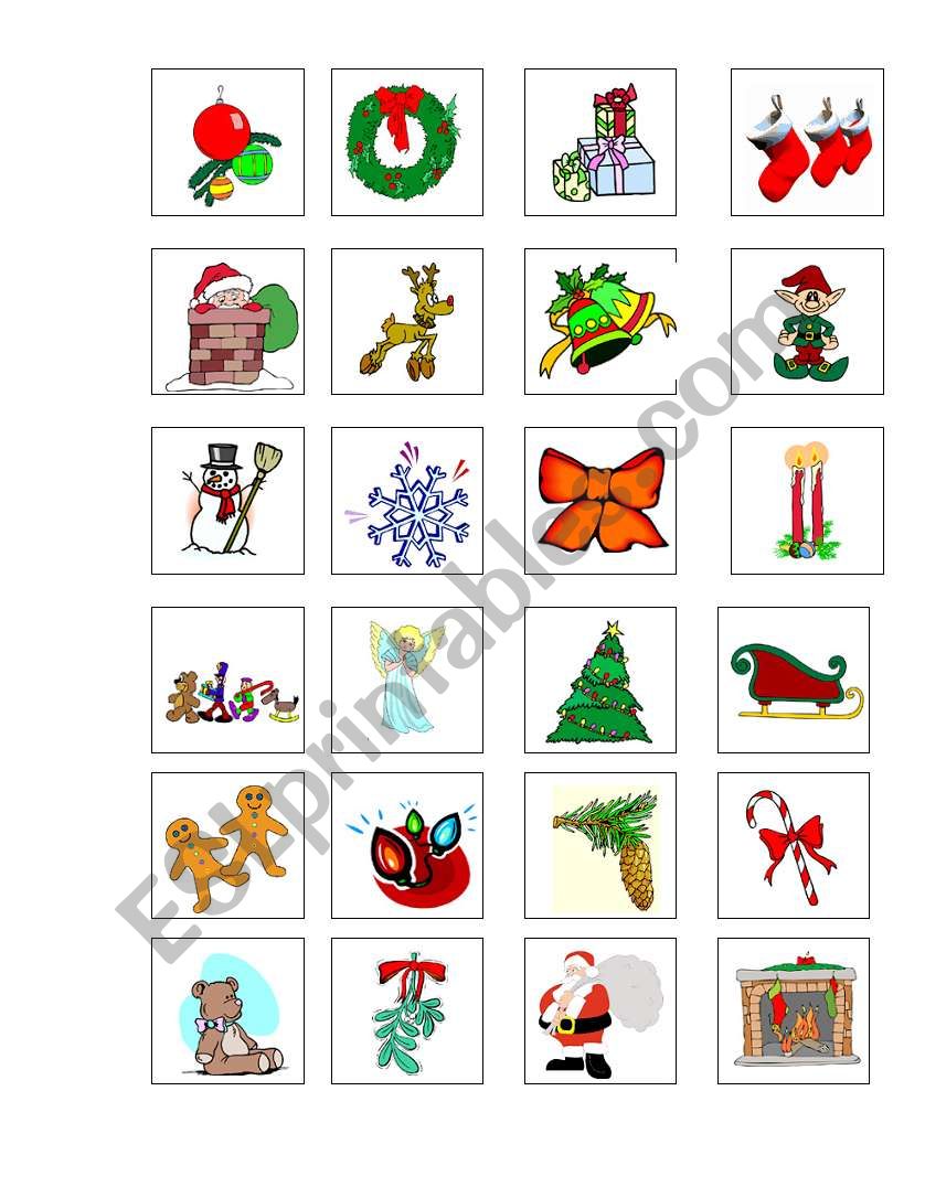 Christmas Bingo pictures worksheet