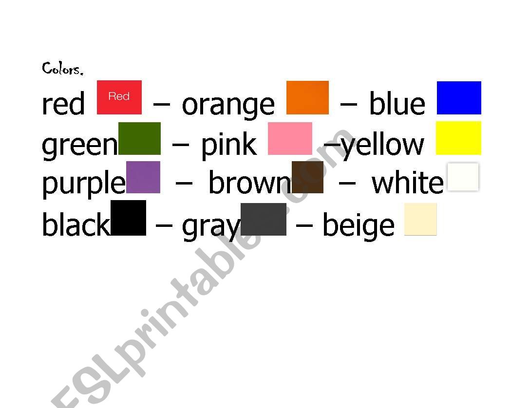 Colors worksheet