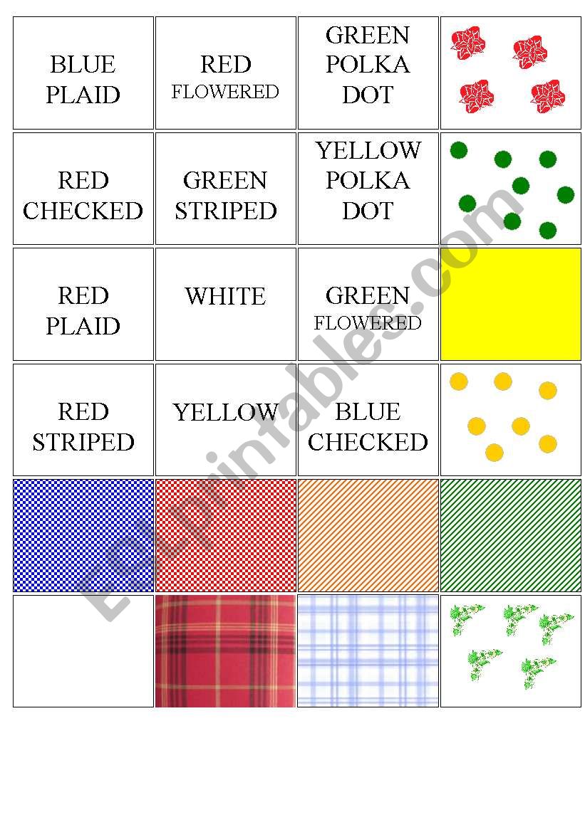 patterns memory game worksheet