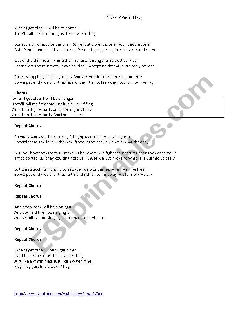 KNaan - Wavin Flag worksheet