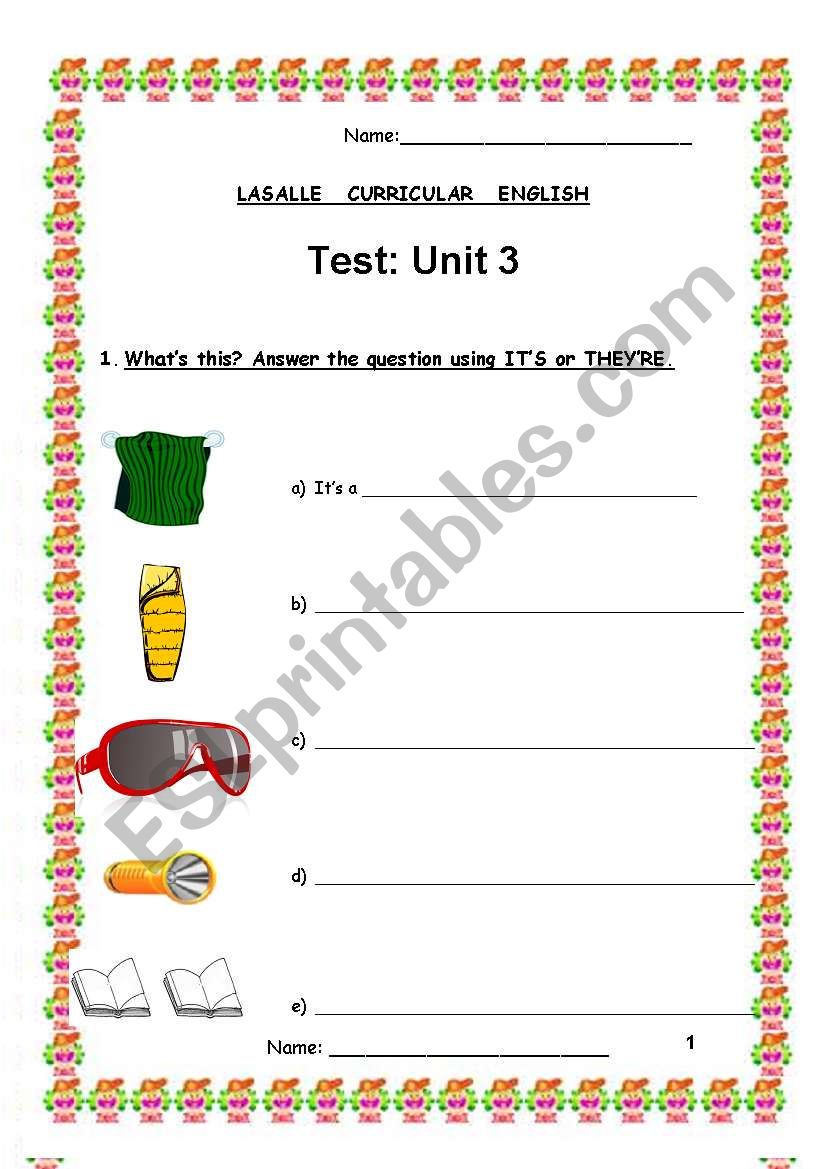 Test 4 grade  worksheet