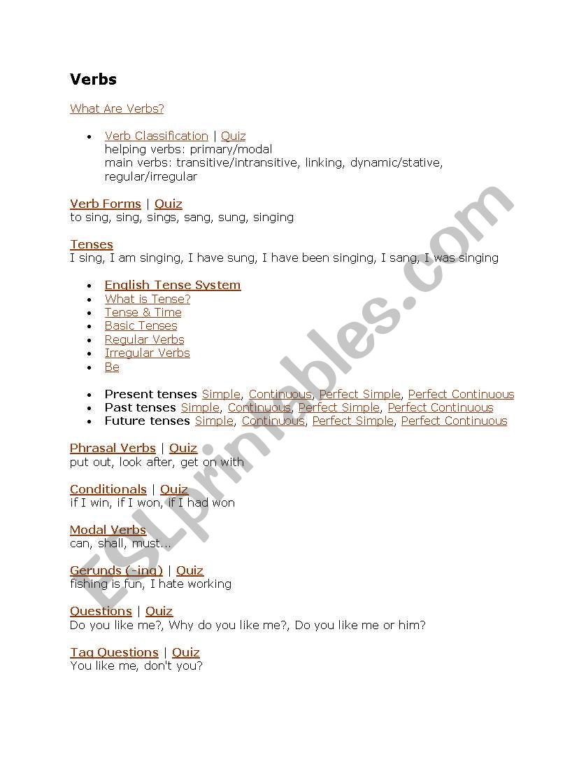 verbs worksheet