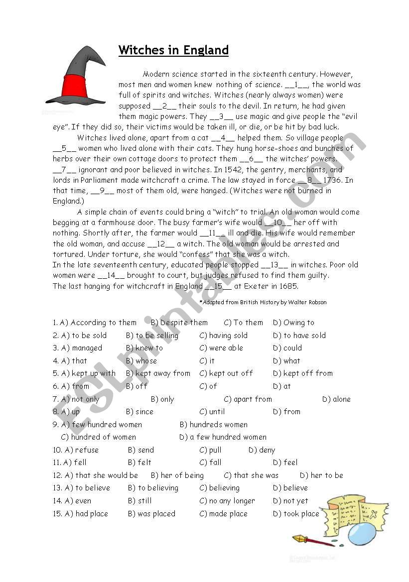 Witches Cloze worksheet