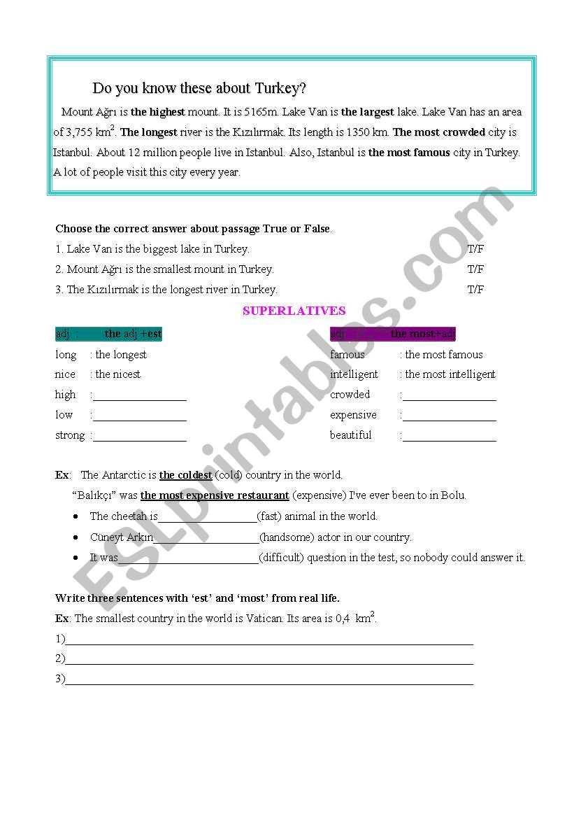 Superlatives worksheet