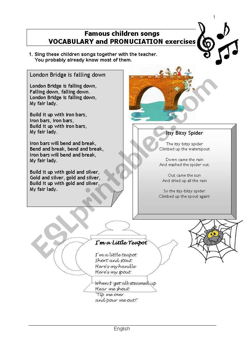 Famous children songs worksheet