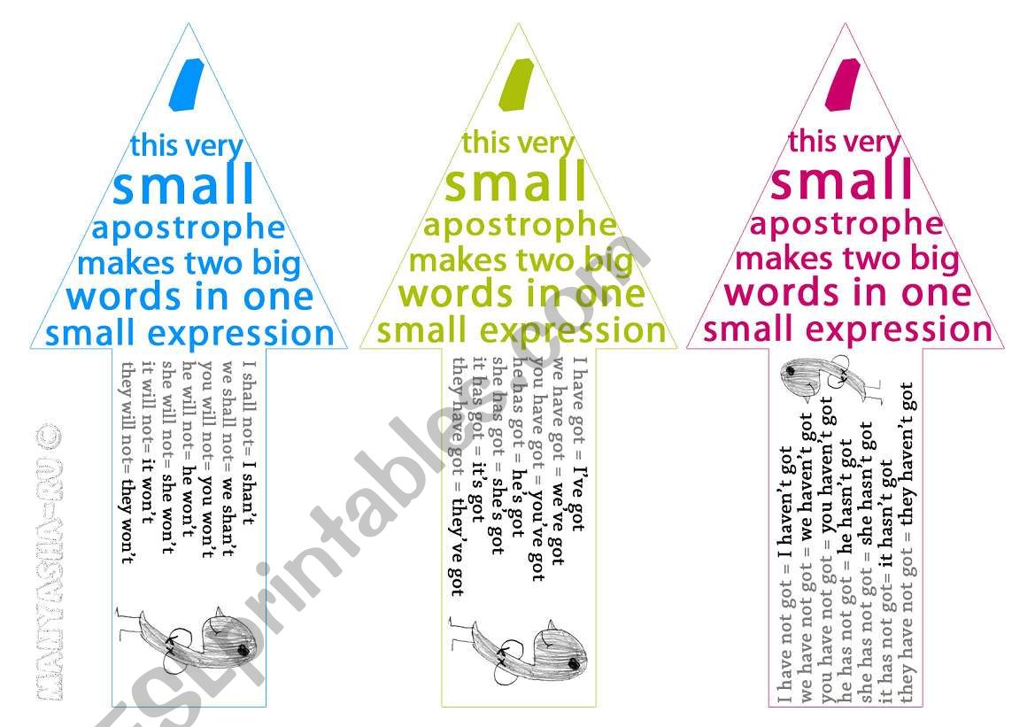 Â´ApostropheÂ´ bookmarks 1 worksheet