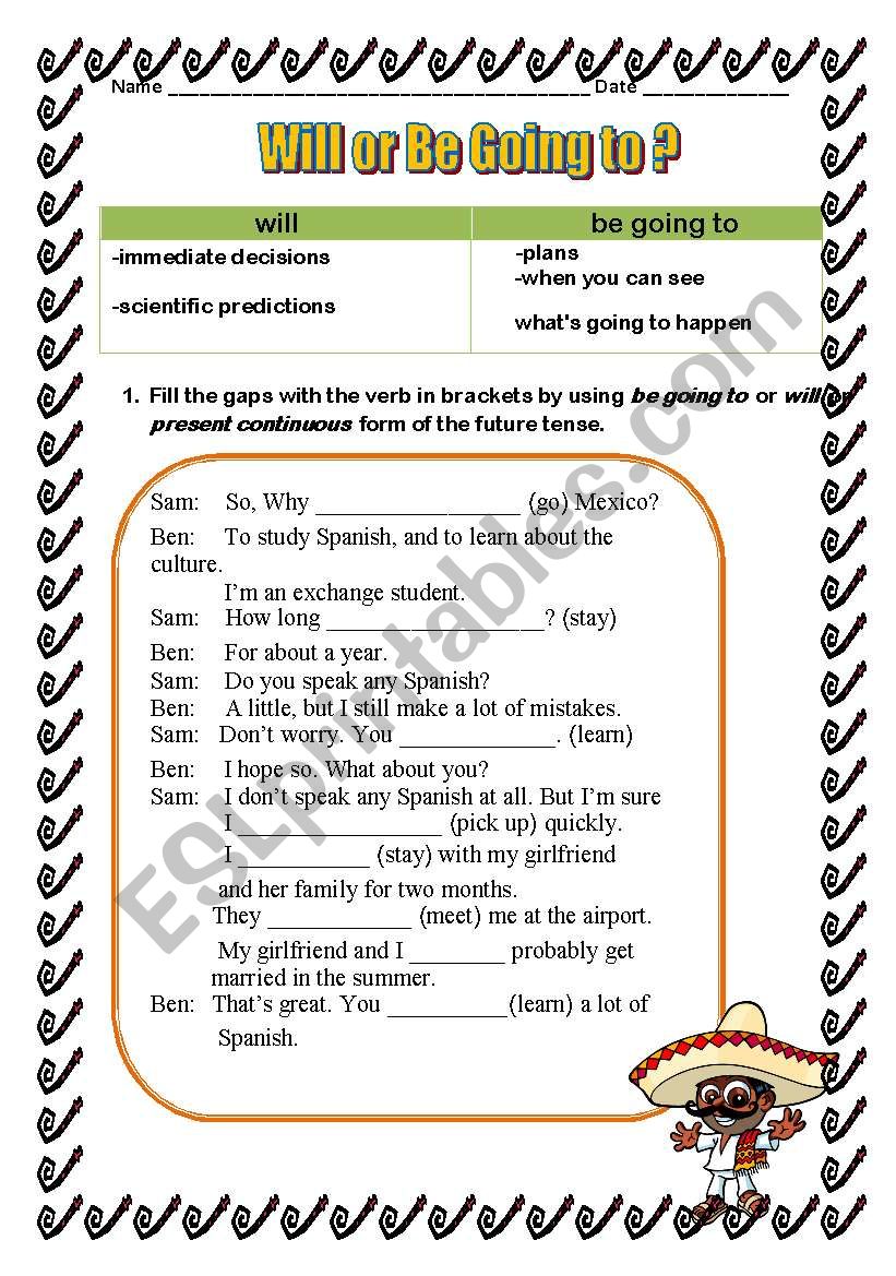 WILLOR BE GOING TO? worksheet