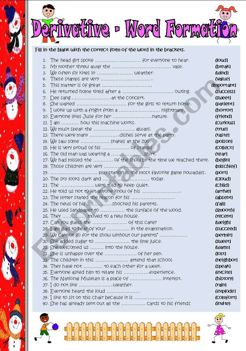 derivative - word formation (key included)