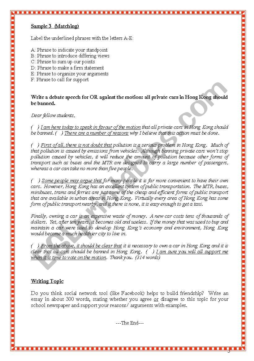 How to write debate speeches? - ESL worksheet by steptong