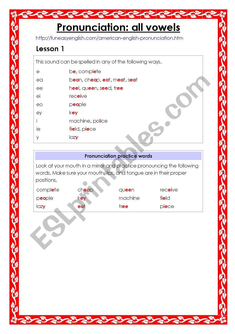 Pronunciation I: all vowels (20 lessons)