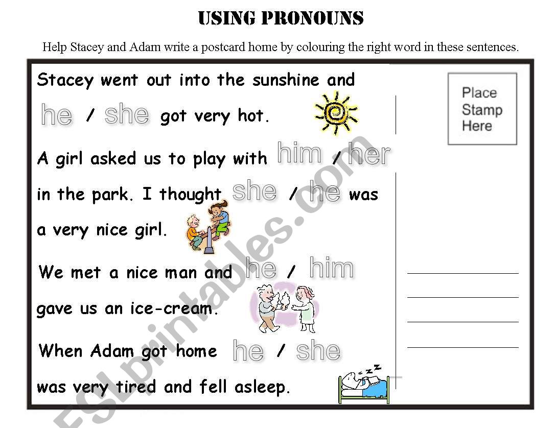 Using Pronouns worksheet