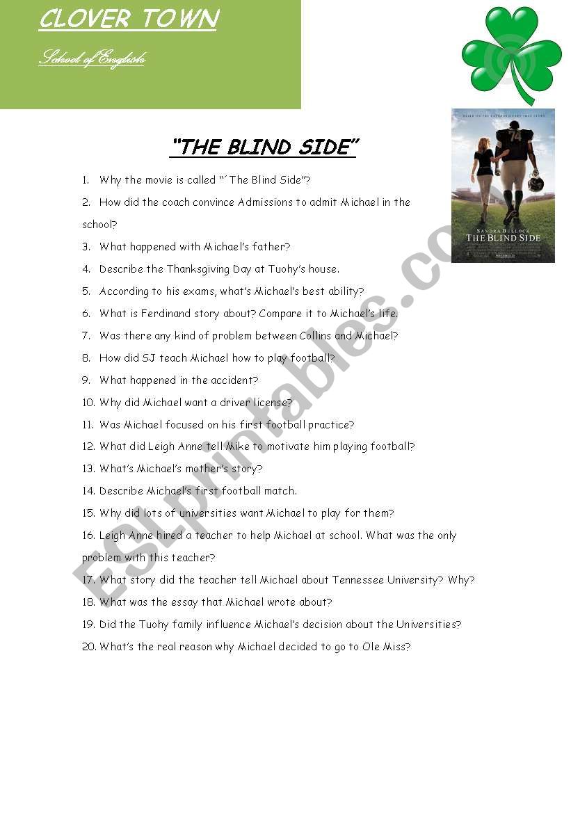 The Blind Side worksheet