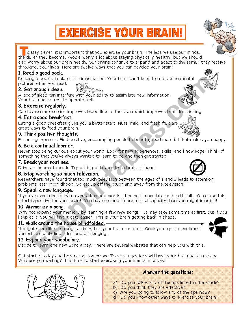 EXERCISE YOUR BRAIN! worksheet