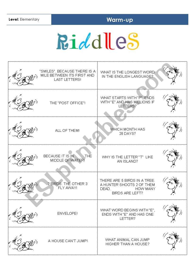 Warm-up_Riddles worksheet