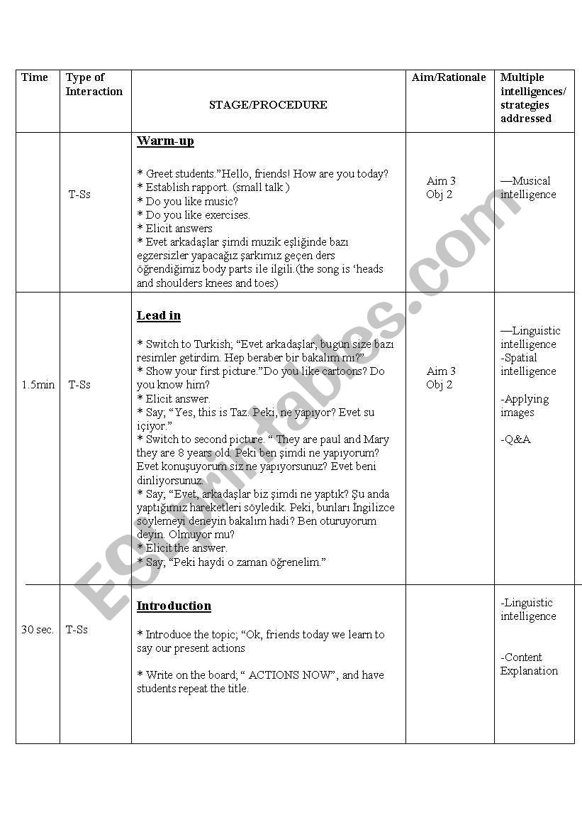 present continuous worksheet