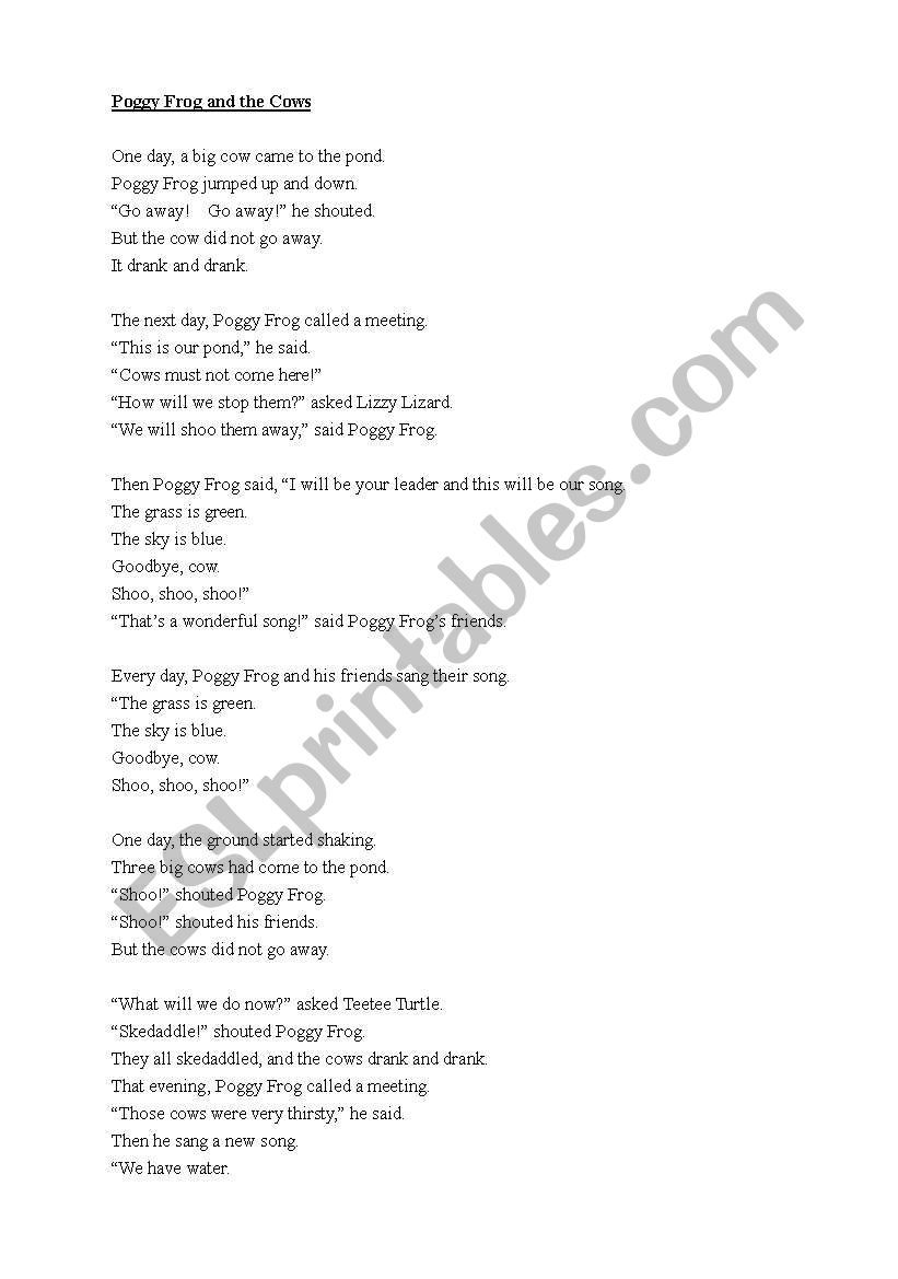 Poggy Frogs and Cows worksheet