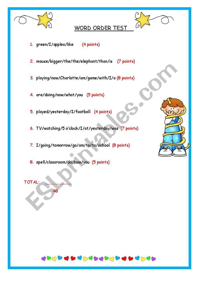 *Word Order Practice* worksheet