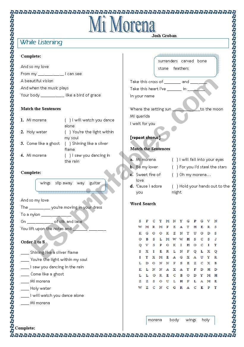 Mi Morena worksheet