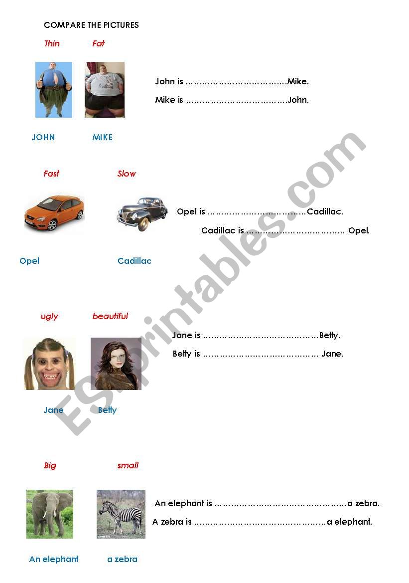 Comparatives worksheet