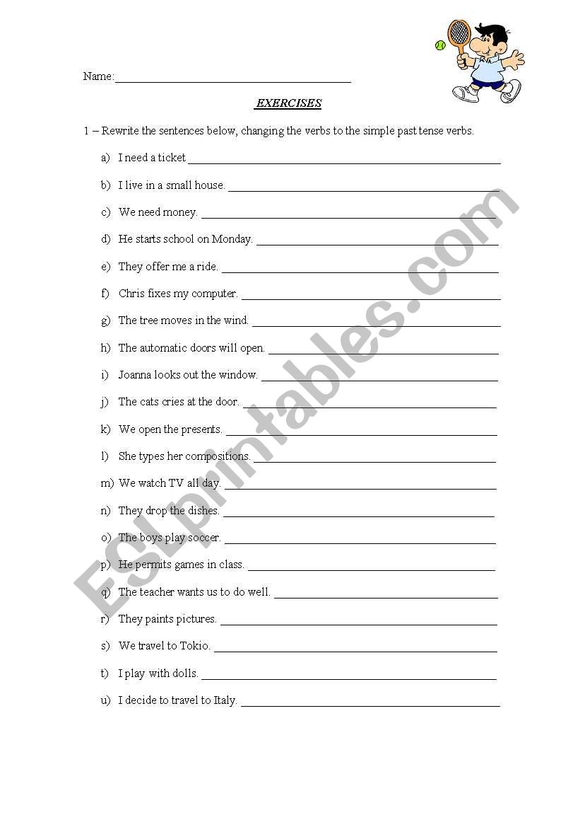 Simple past verb tense worksheet