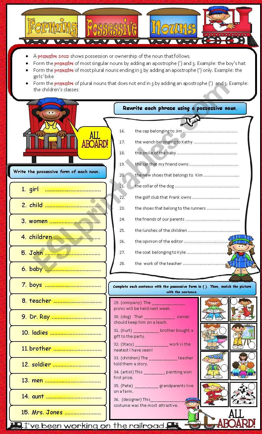 Possessive Nouns * Editable worksheet