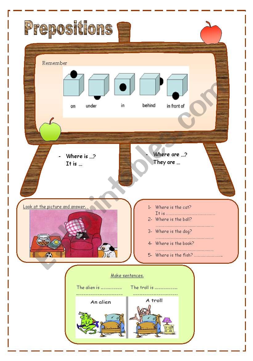 Prepositions of Place worksheet