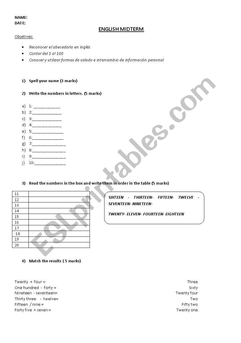 MIDTERM worksheet