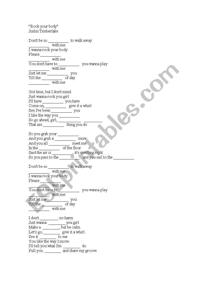 fill in the blanks - rock your body - Justin Timberlake