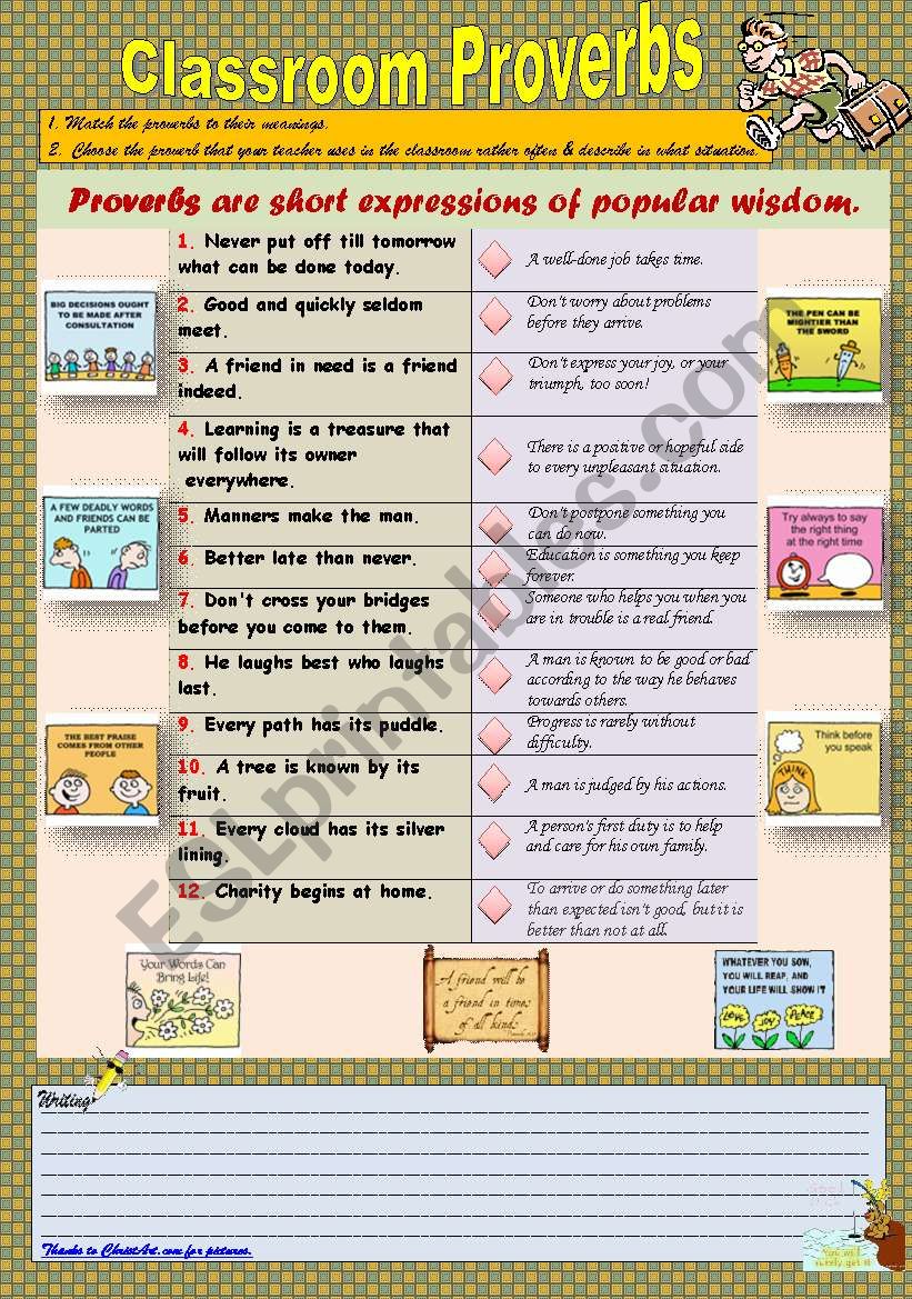 Classroom Proverbs worksheet