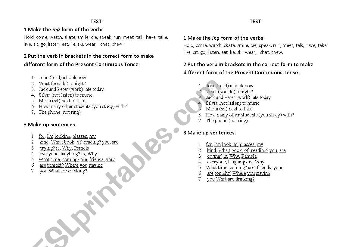 Test worksheet
