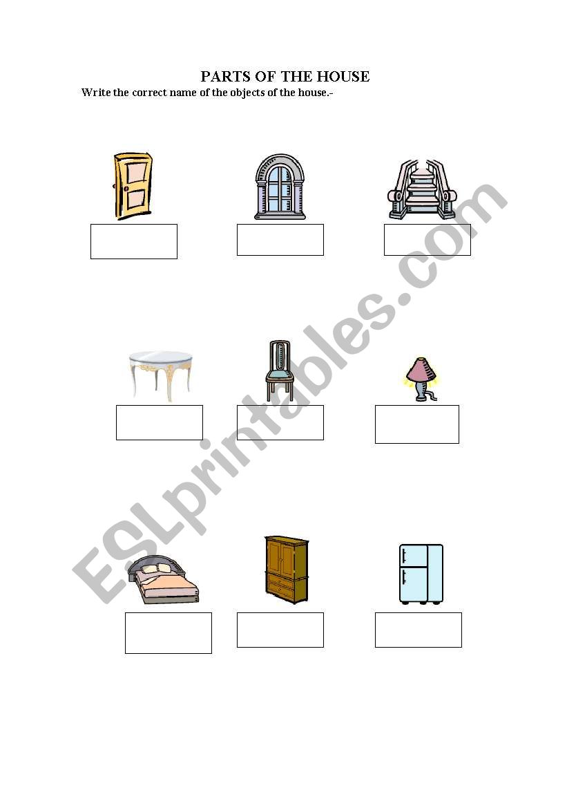 PARTS OF THE HOUSE worksheet