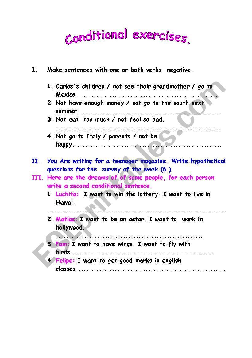 conditional  worksheet