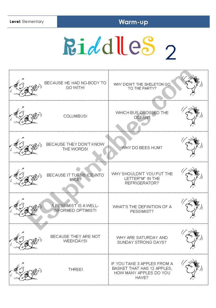 Warm-up Riddles 2 worksheet