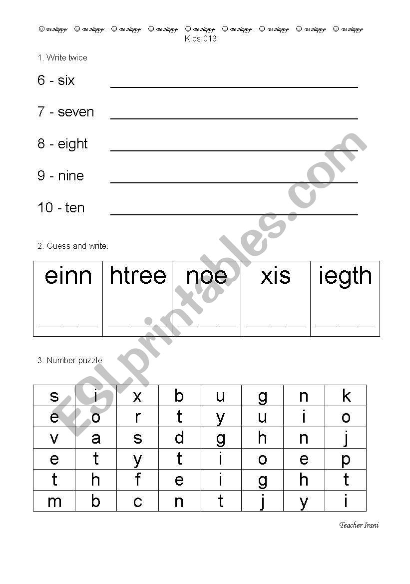 Numbers worksheet