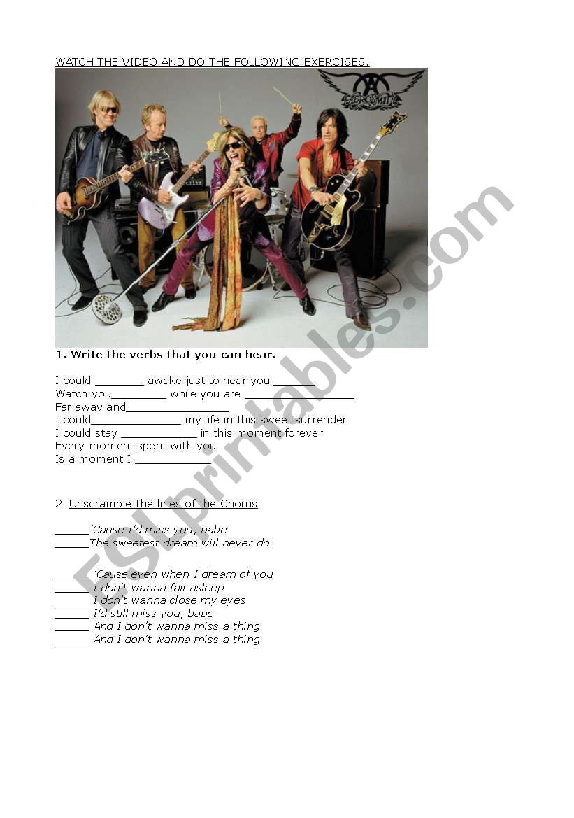 Aerosmith I donÂ´t wanna miss a thing