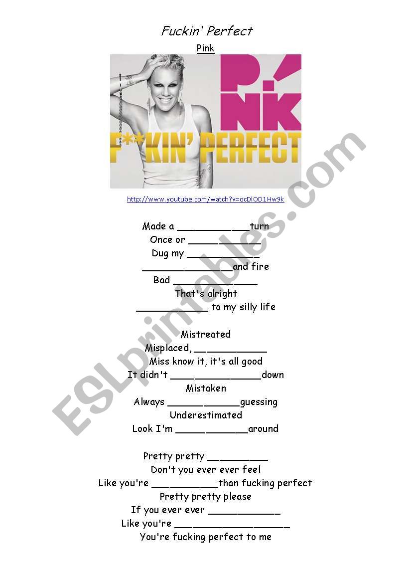 FUCKIN PERFECT - PINK worksheet