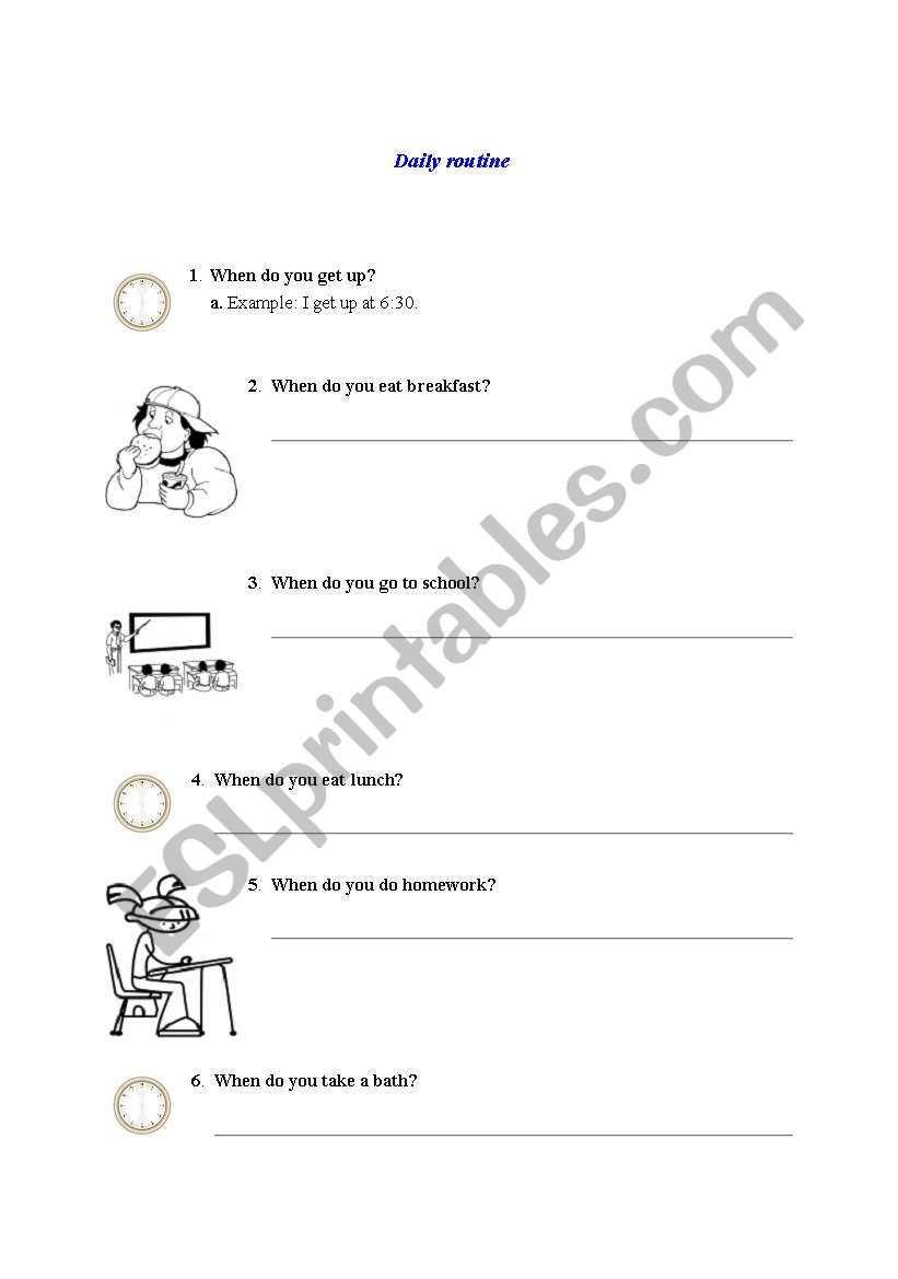 daily routines worksheet