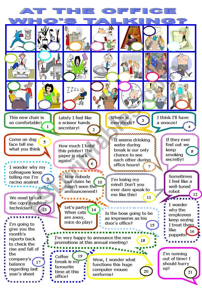 AT THE OFFICE.WHOÂ´S TALKING?/9