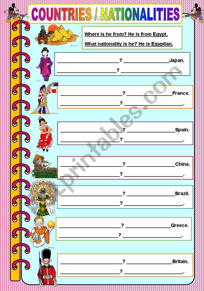 COUNTRIES AND NATIONALITIES (ASKING AND ANSWERING)