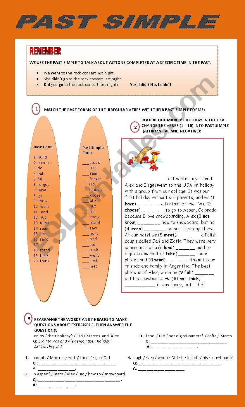 past simple worksheet