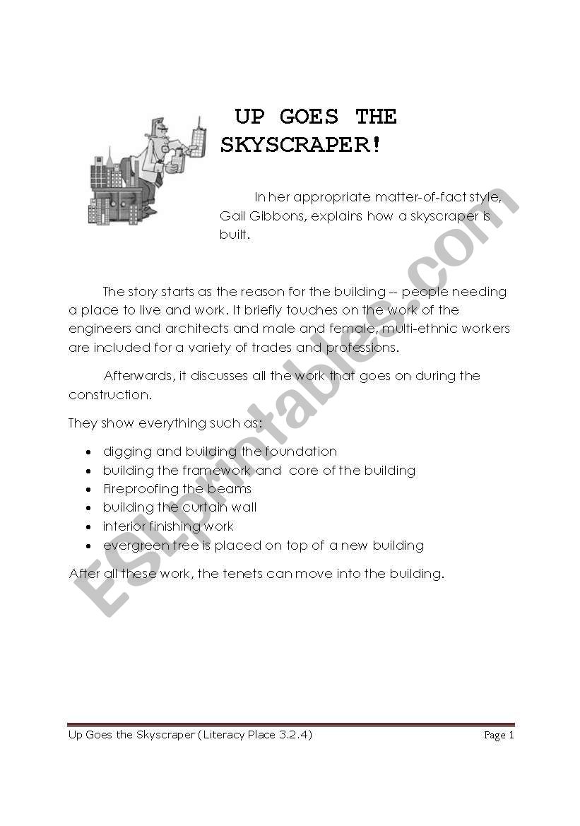 UP GOES THE SKYSCRAPER worksheet