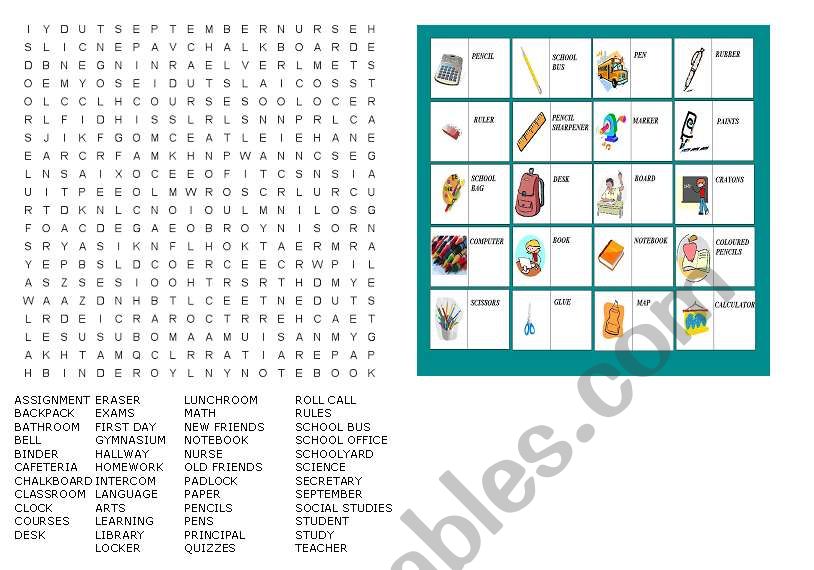 School Puzzle worksheet