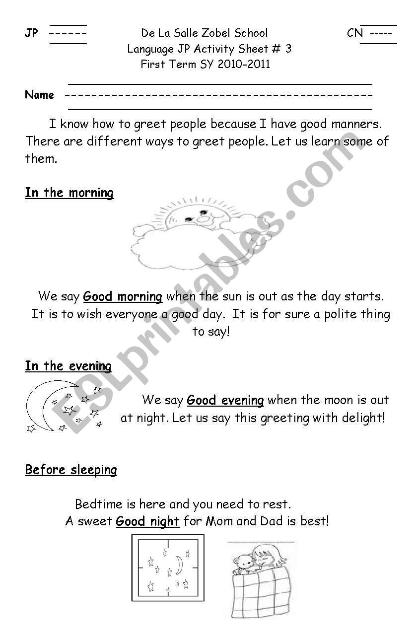 Simple Greetings worksheet