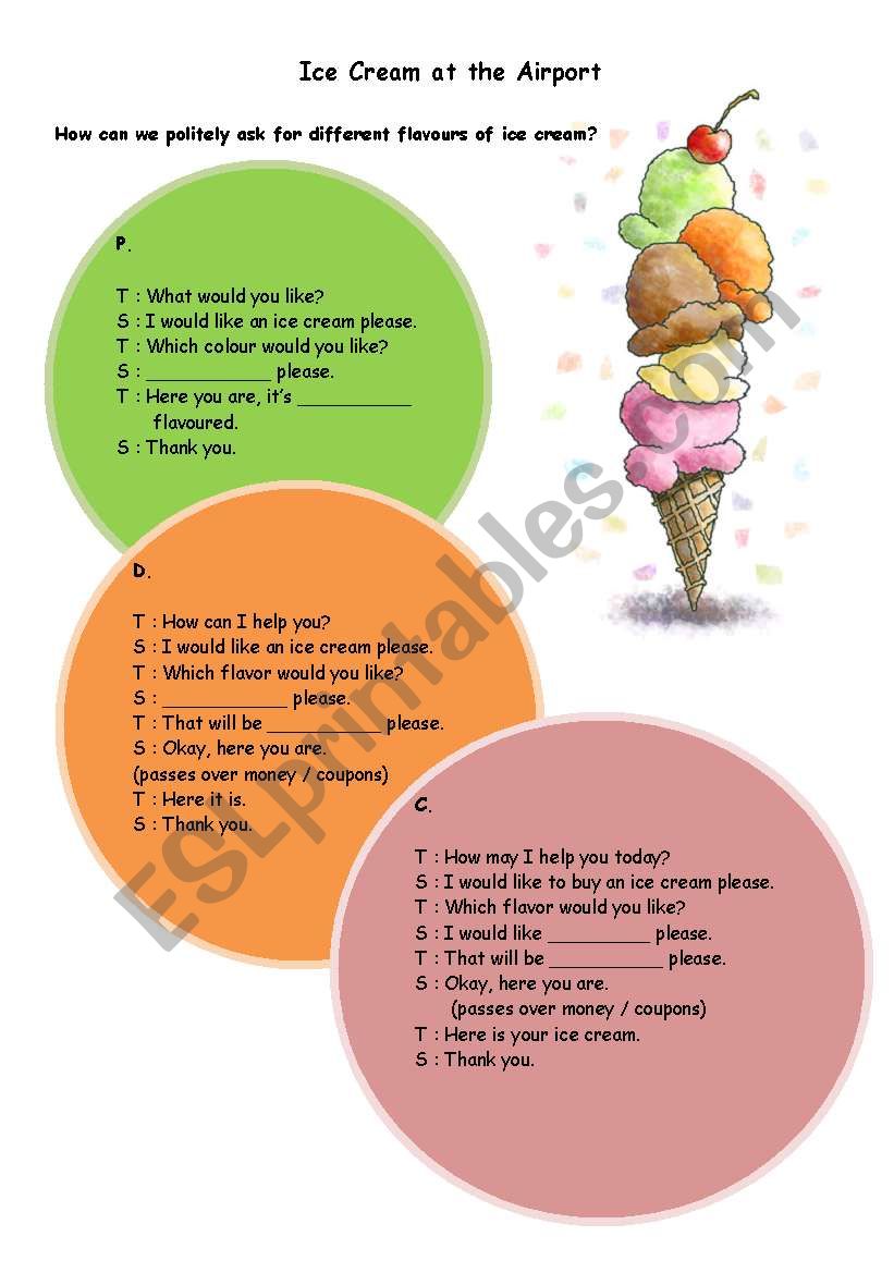 Buying Ice Cream worksheet