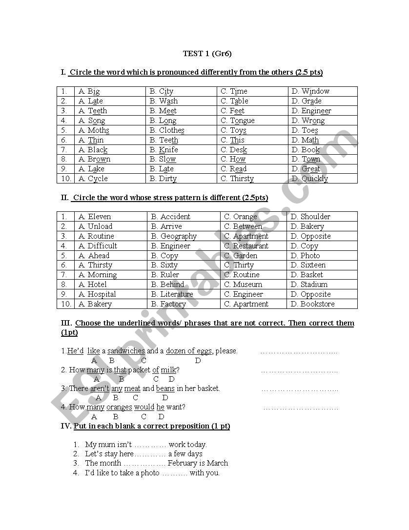 practice test worksheet