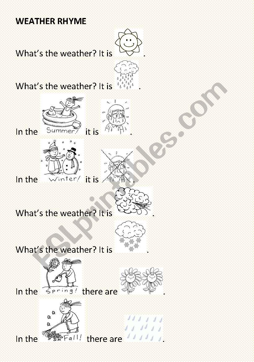 Weather rhyme worksheet